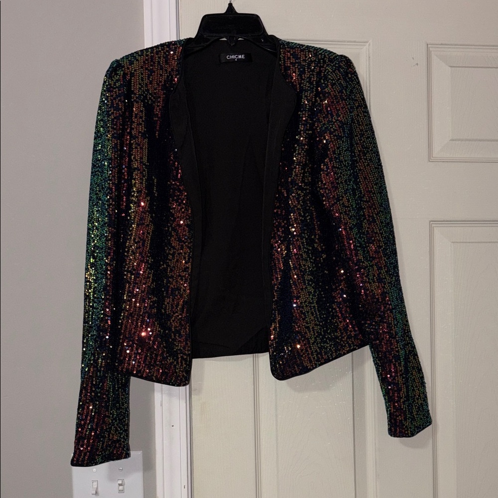 Chic Vibrant Sequin Blazer - Perfect for New Years